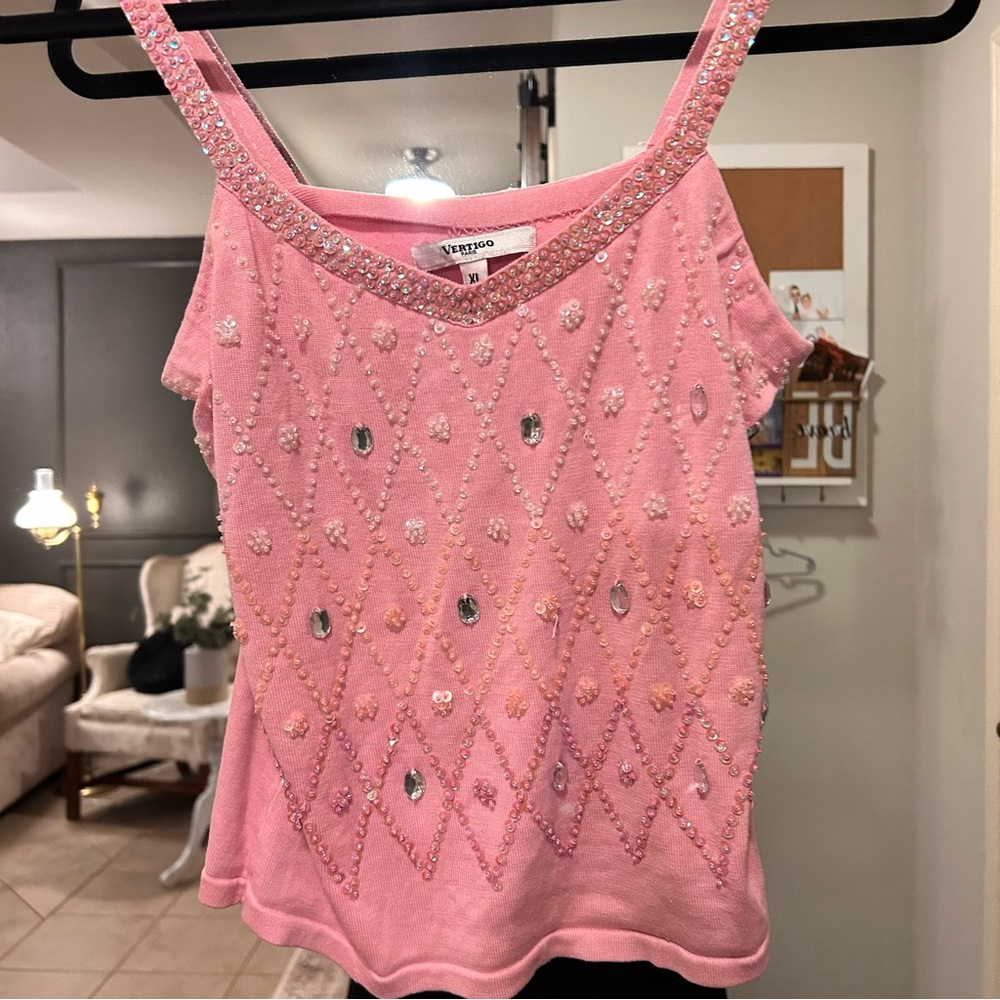 Y2K Vertigo Paris Pink Embellished Camisole- Fits like a Small!